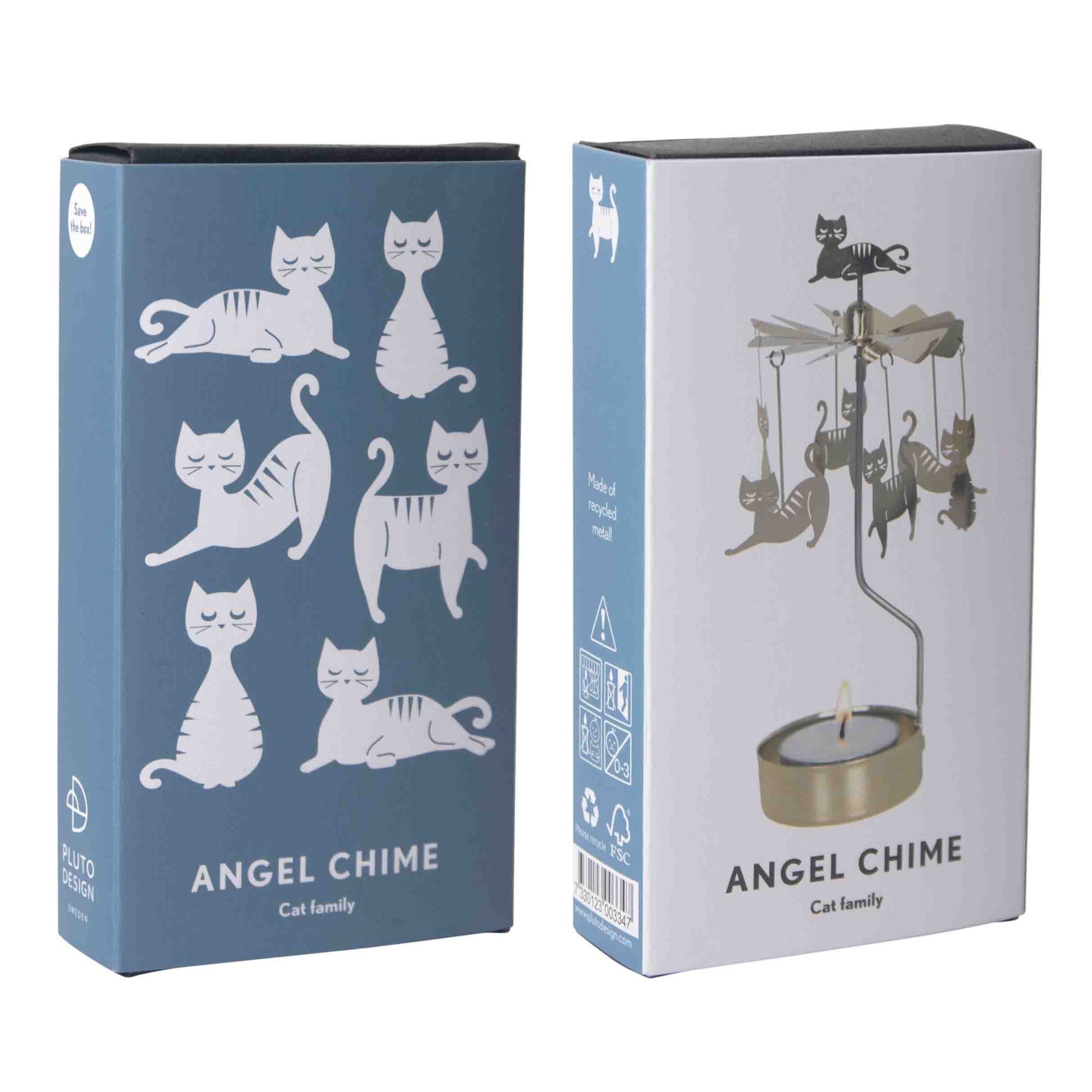 Cat Family Tea Light Carousel, Gold (8601202426143)