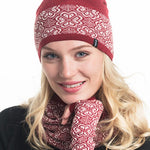 Briksdal Merino Wool Fingerless Gloves, Burgundy-White (10181568233759)