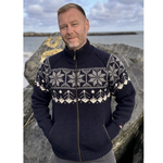 Snowflake 100% Wool Cardigan, Navy-Grey-White (10202649952543)