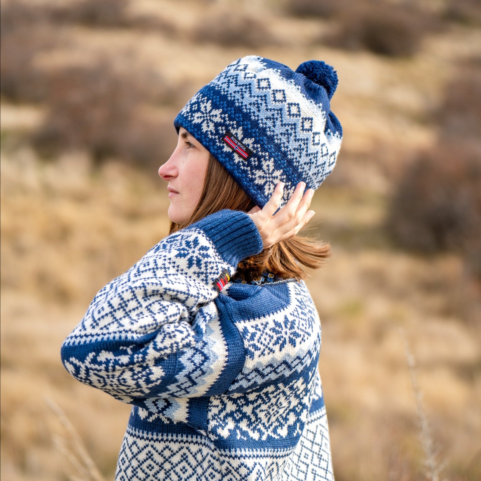 Arctic 100% Wool Beanie with Fleece Lining, Blue (6561539883073)