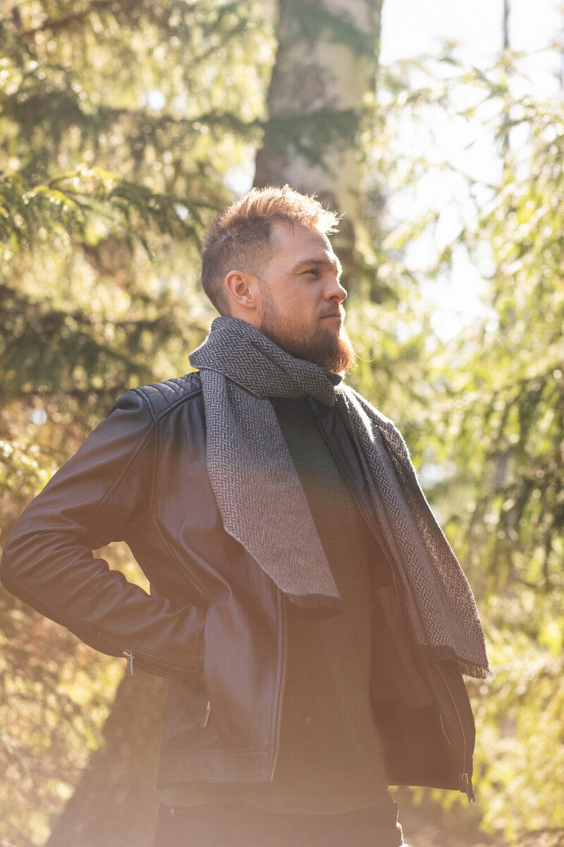 Huurre Merino Scarf, Black-Grey (10237456875807)
