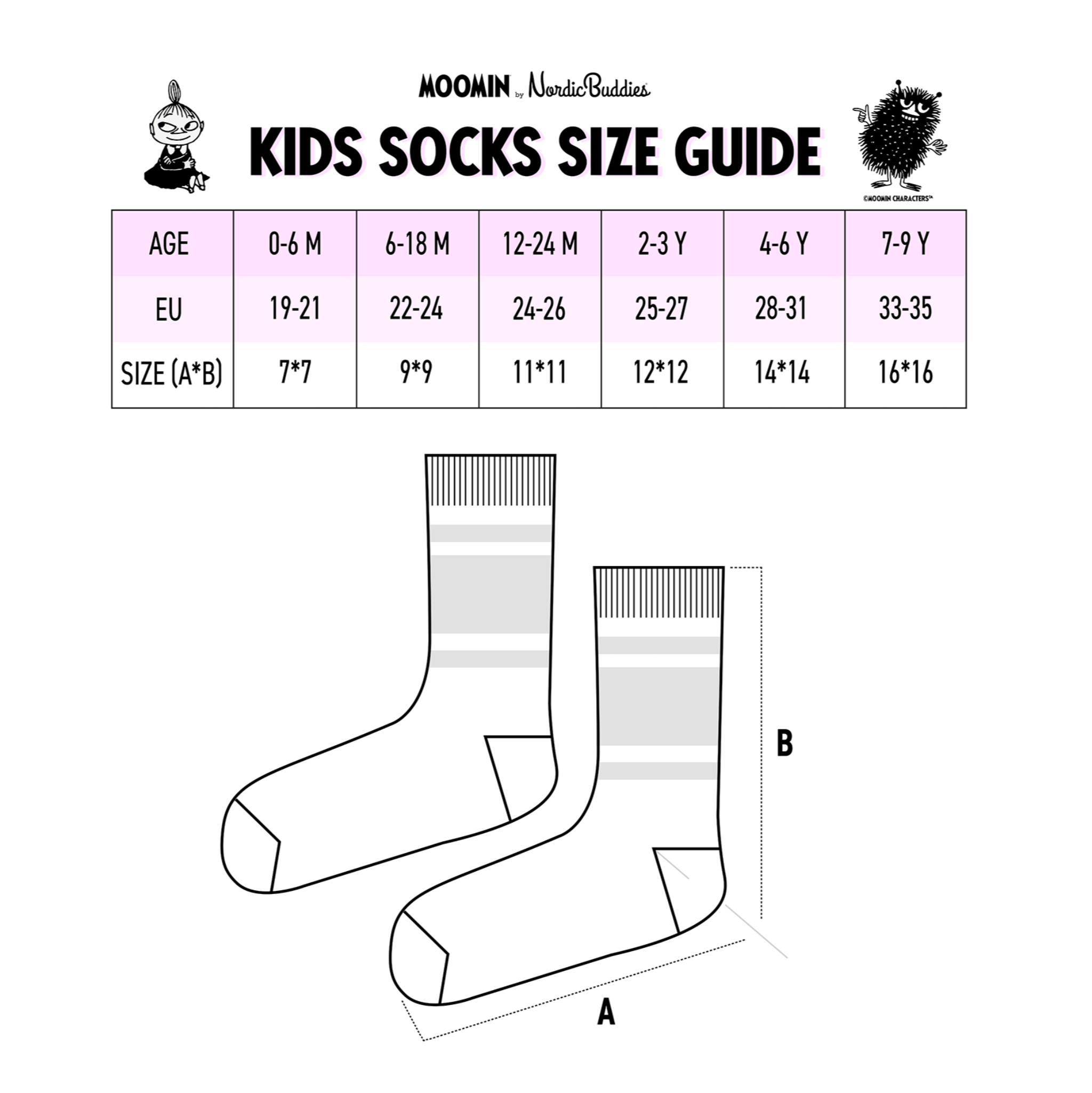 Moomintroll and Stinky Kids Socks - Double Pack, Brown/Grey (9536785776927)