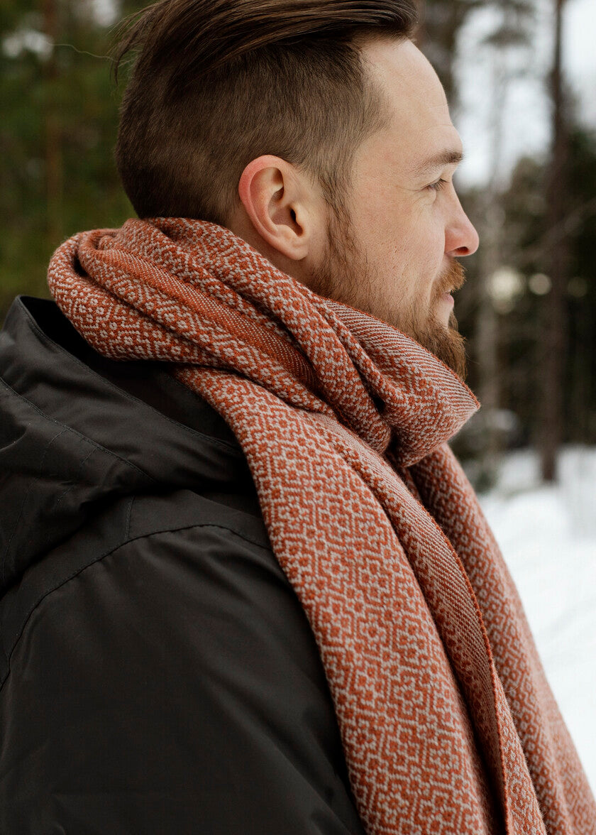 Koli Super Soft Merino Scarf, Beige-Cinnamon (10127306621215)