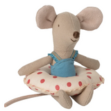Maileg Beach Mouse Little Sister with Float Red Dot
