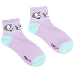 Happy Moomintroll Retro Ankle Womens Socks, Purple/Turquoise (10233119277343)