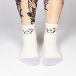 Happy Moomintroll Retro Ankle Womens Socks, White/Purple (10233117540639)