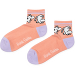 Happy Moomintroll Retro Ankle Womens Socks, Pink/Purple (10233773523231)