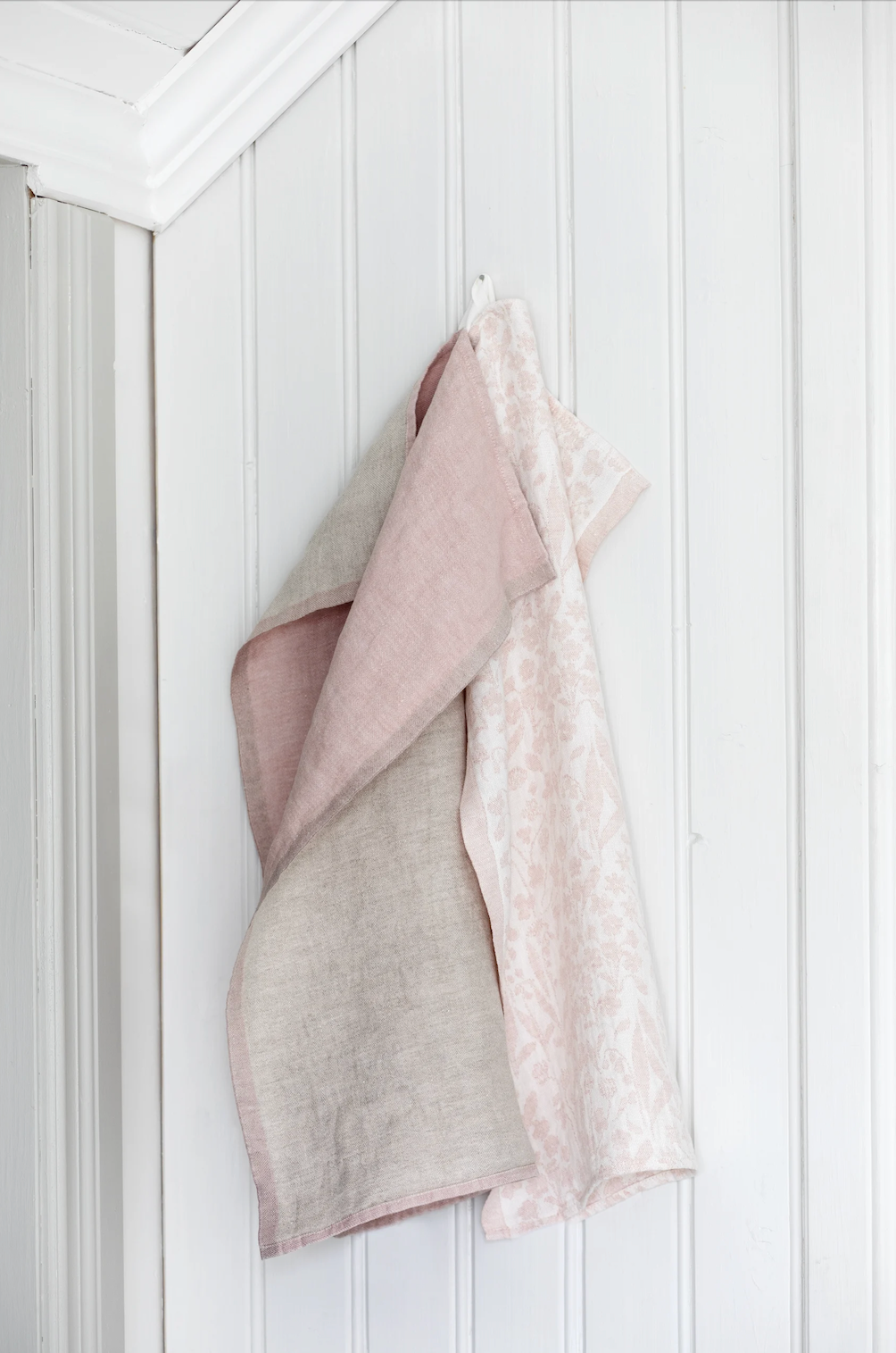 Niitty Field Washed Linen Tea Towel, 48x70cm, White-Rose (10224916627743)