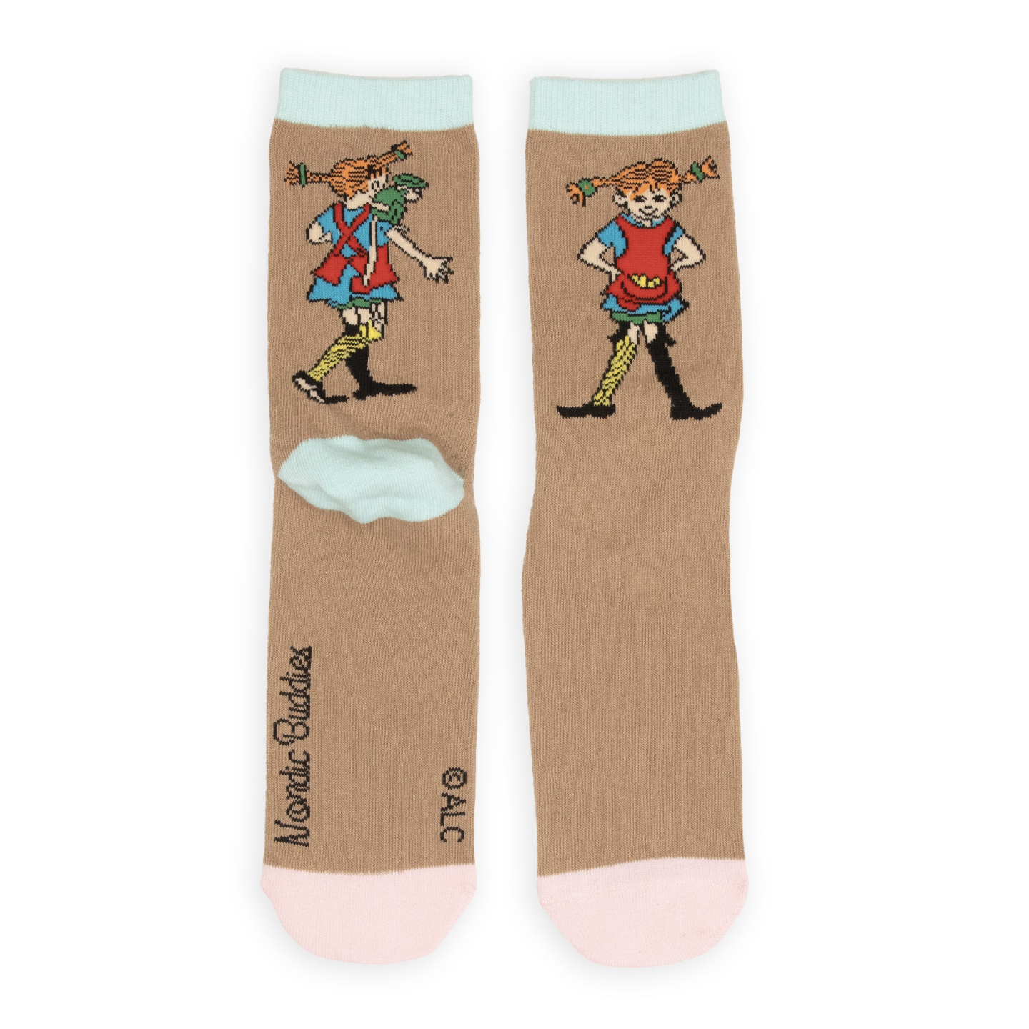 Pippi Longstocking and Mr. Nilsson Socks, Brown-Blue (10239663472927)