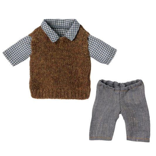 Maileg Teddy Dad Shirt, Slipover and Pants (9205392572703)