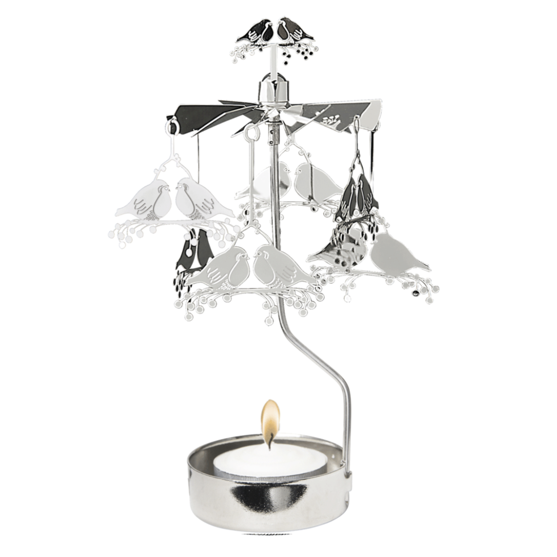 Robin Tea Light Carousel Chime, Silver (9430366781727)