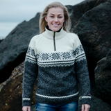Norwegian 100% Wool Jumper Icestar, White-Grey (10173531062559)