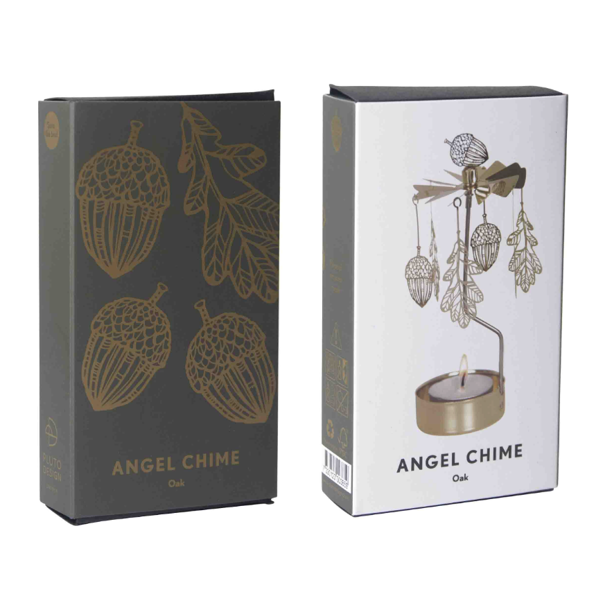 Oak Tea Light Carousel Chime, Gold (9430346137887)