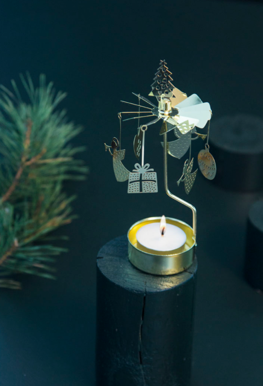 X-Mas Deco Tea Light Carousel Chime, Gold (9430363078943)