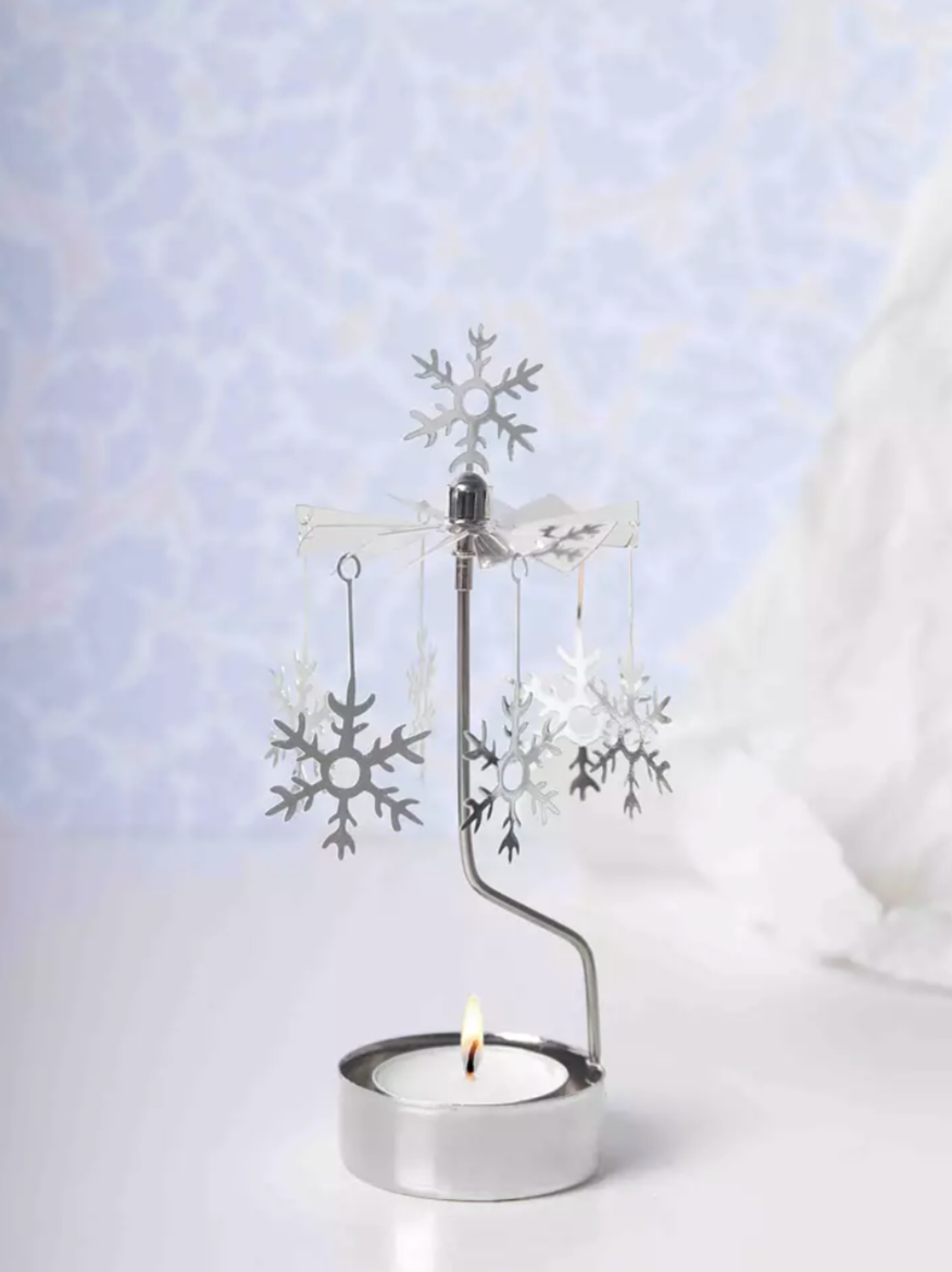 Snowflakes Tea Light Carousel Chime, Silver (9430763438367)
