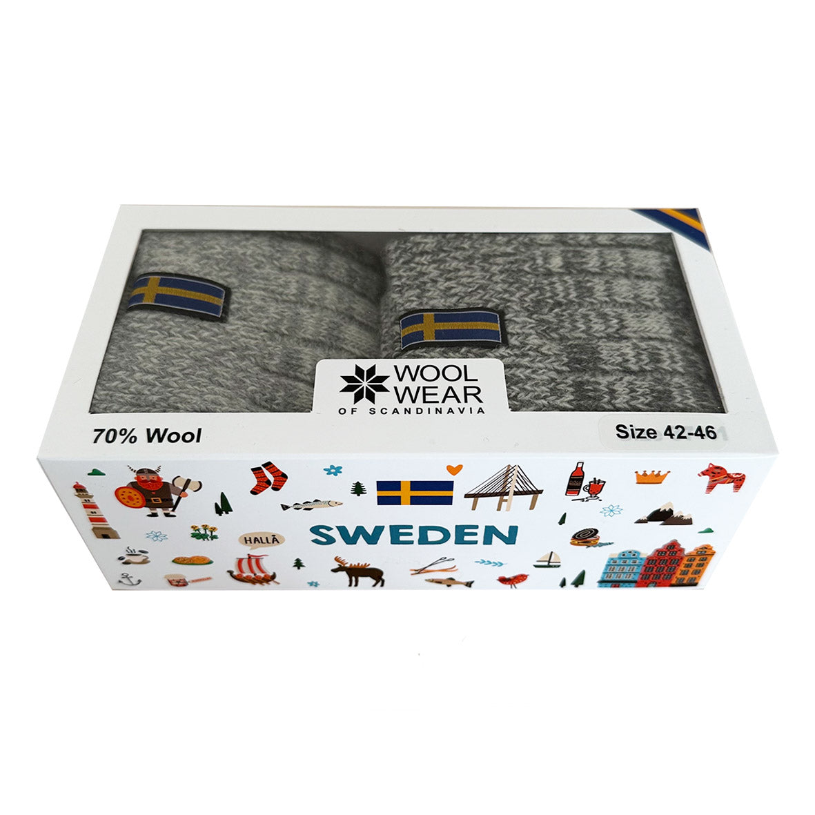 Sweden Mens Wool Socks 2-Pack Gift Box, Light Grey-Dark Grey (8326322389279)