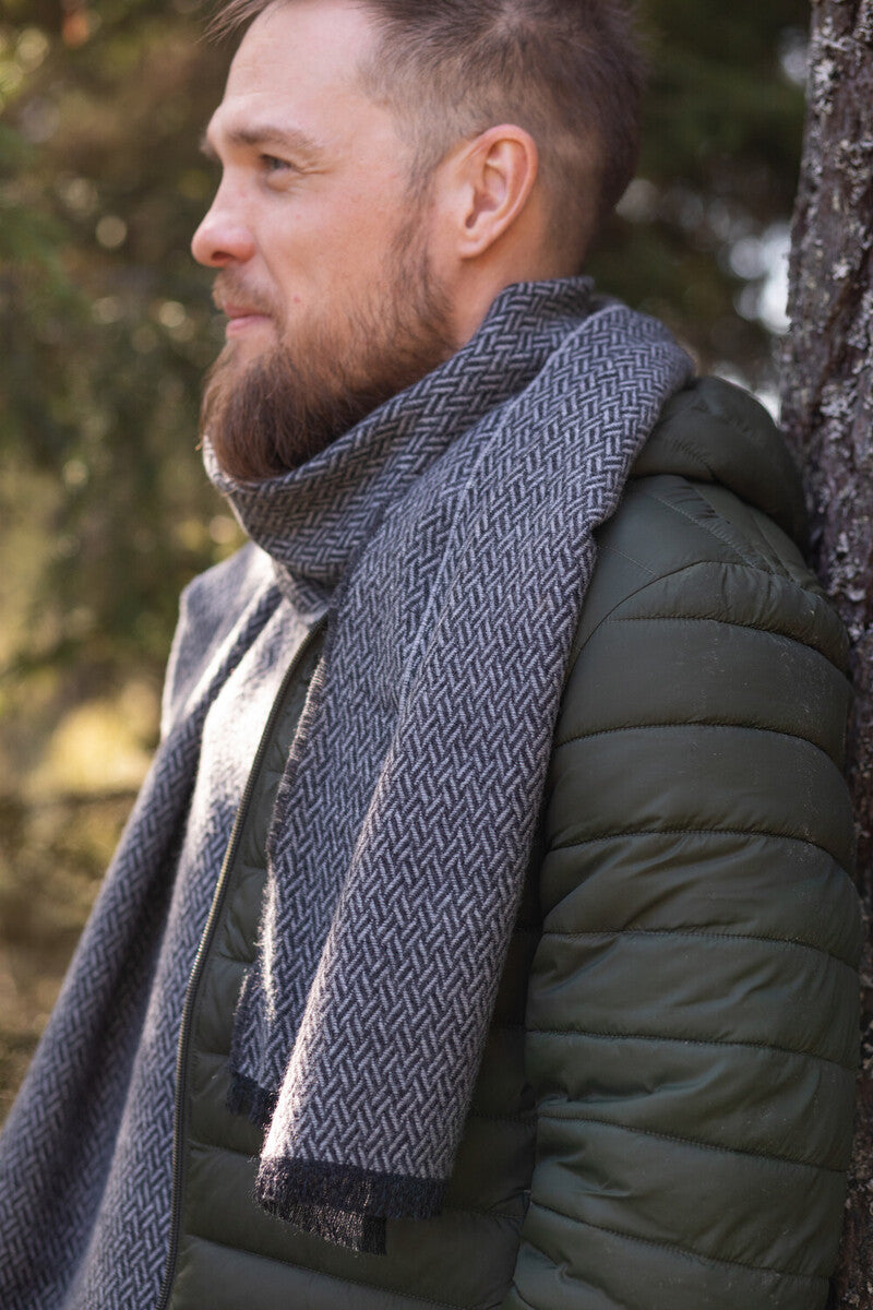 Huurre Merino Scarf, Black-Grey (10237456875807)