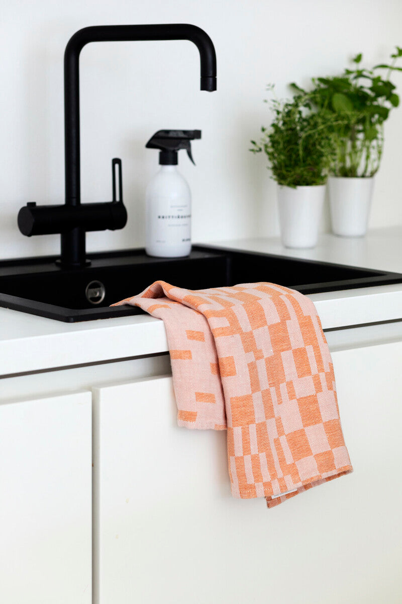 Code Koodi Washed Linen Tea Towel, Rust-Rose (9188928094495)