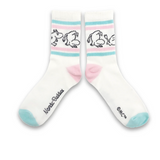 Happy Moomintroll Retro Tennis Womens Socks, White/Mint (10232052252959)