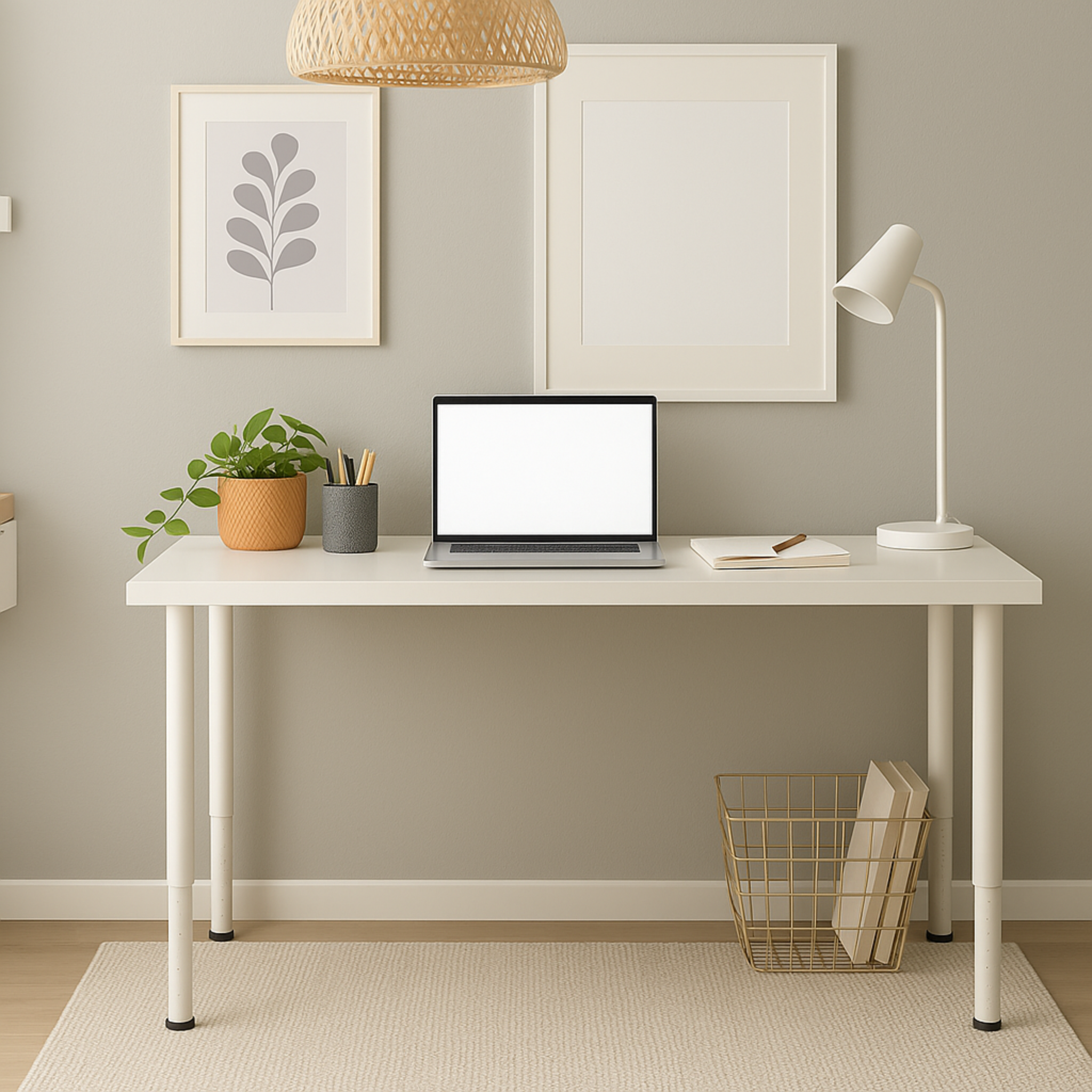 Ikea Olov Adjustable Pole Leg, 60-90cm, White (4415956025409)