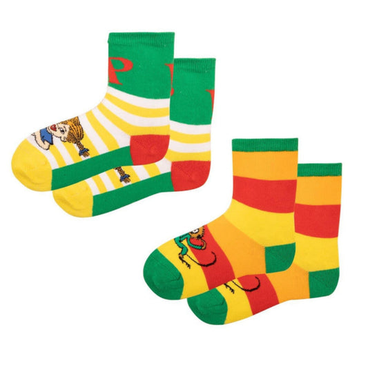 Pippi Longstocking Kids Socks, 2-Pack, Green/Yellow (8914114674975)