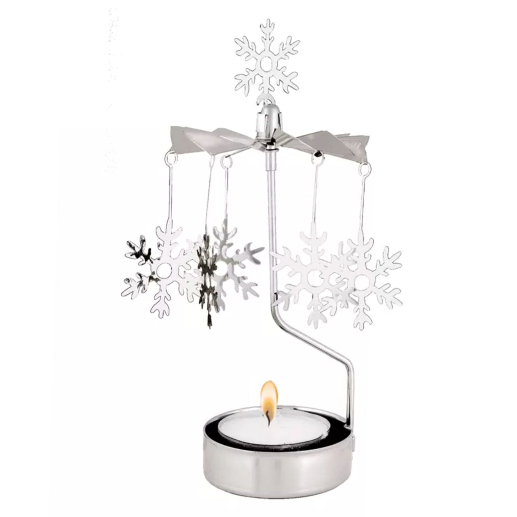 Snowflakes Tea Light Carousel Chime, Silver (9430763438367)