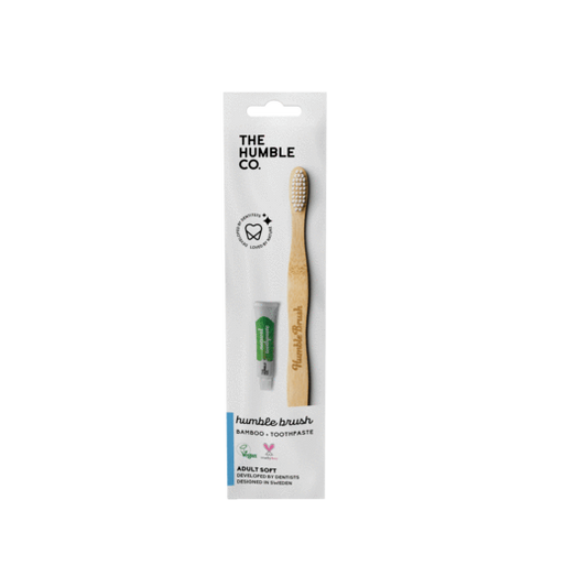 HUMBLE BRUSH Bamboo Travel Adults Toothbrush & Toothpaste (6885538922561)