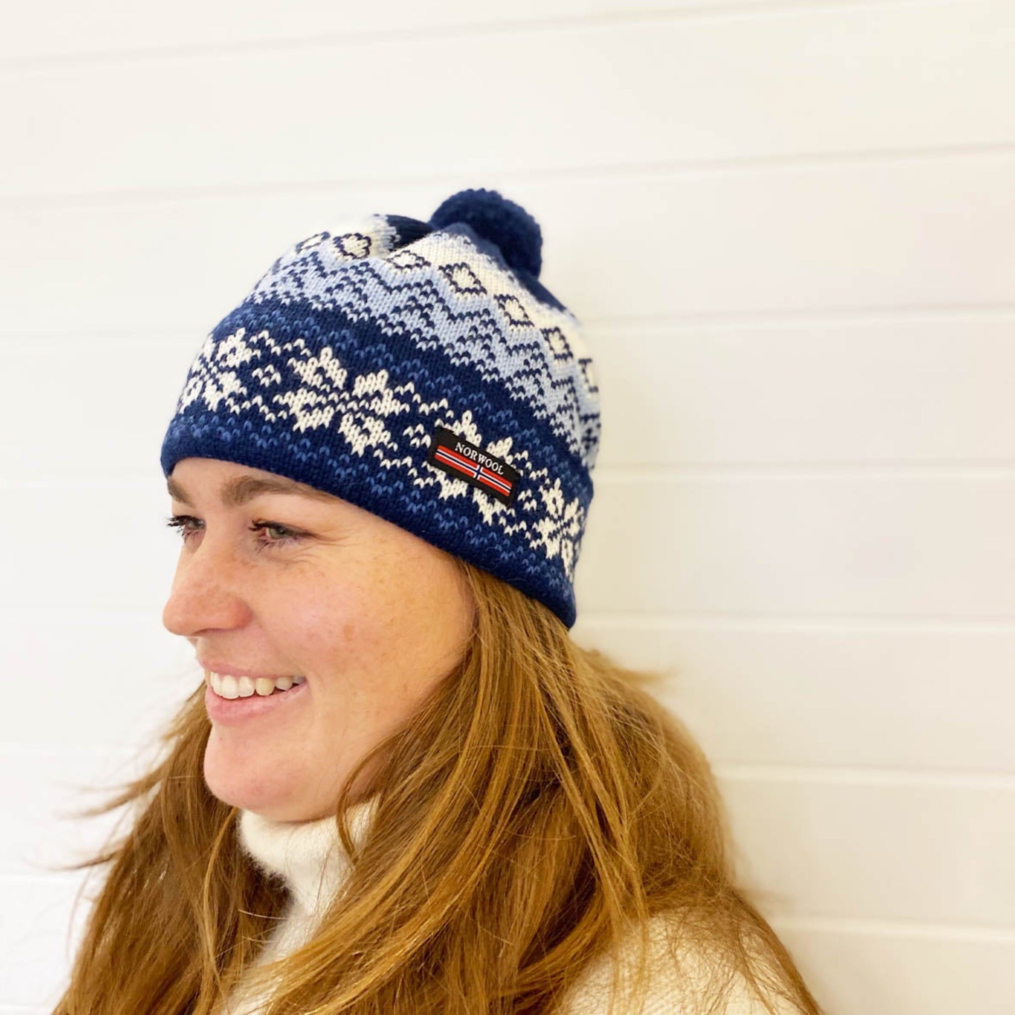 NORWOOL 100% Wool Beanie with Fleece Lining, Blue (6561539883073)