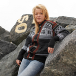 NORWOOL Bykle 100% Wool Cardigan, Black/Red (6561540046913)