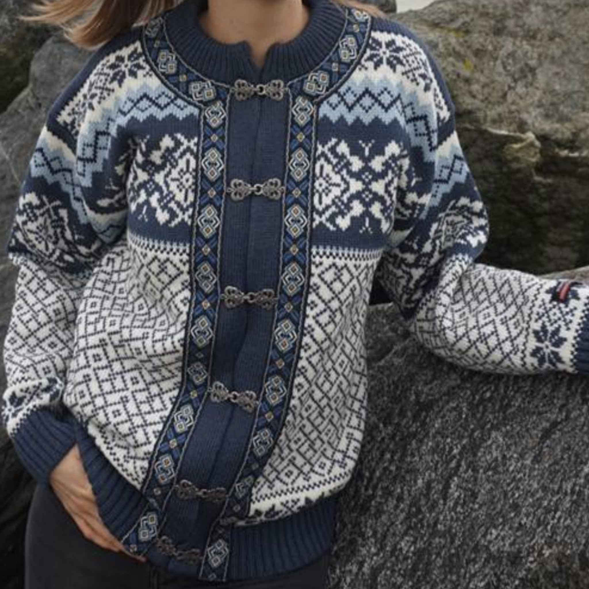 NORWOOL Bykle 100% Wool Cardigan, Blue (6671494742081)