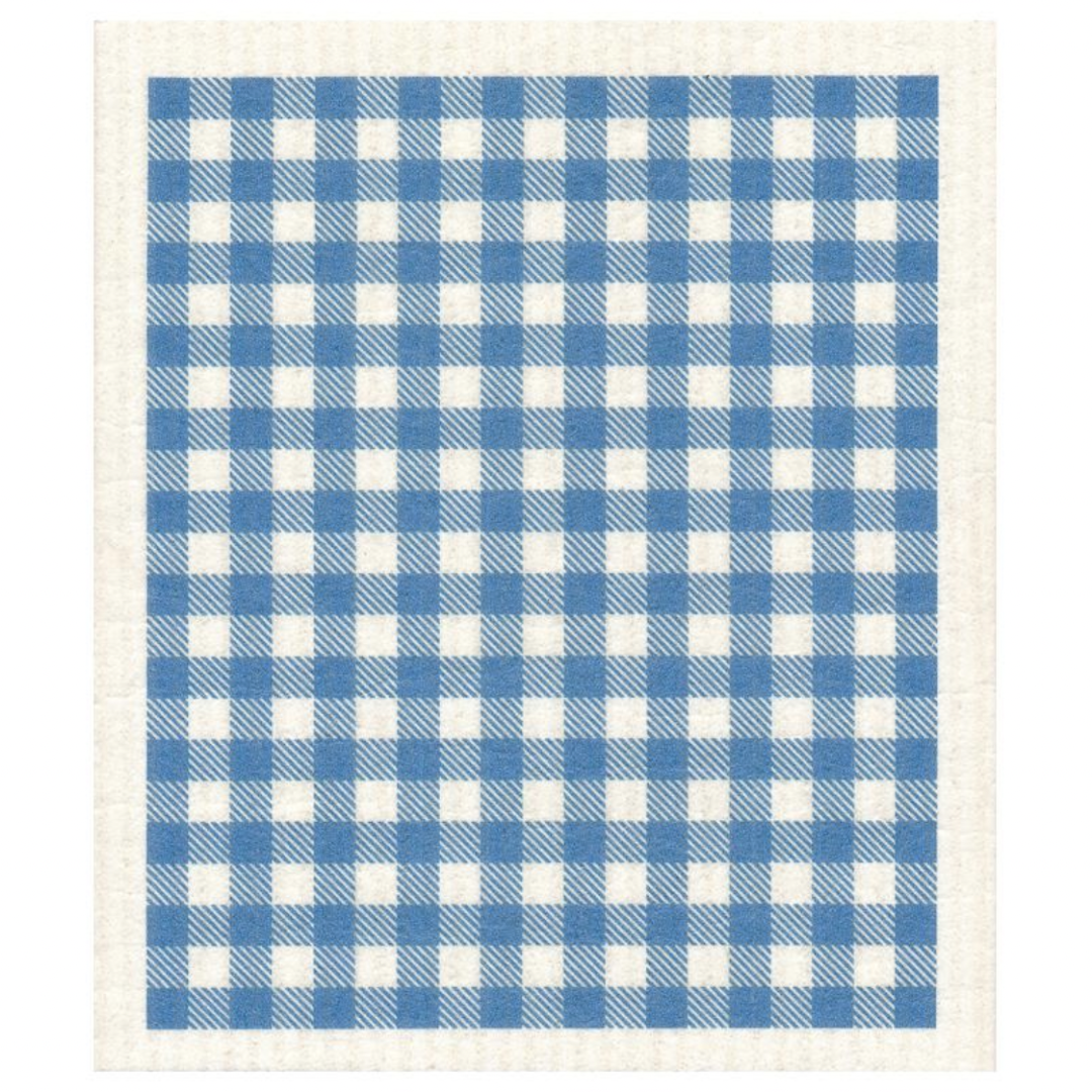 100% Biodegradable Dishcloth, Gingham Blue (6733831864385)