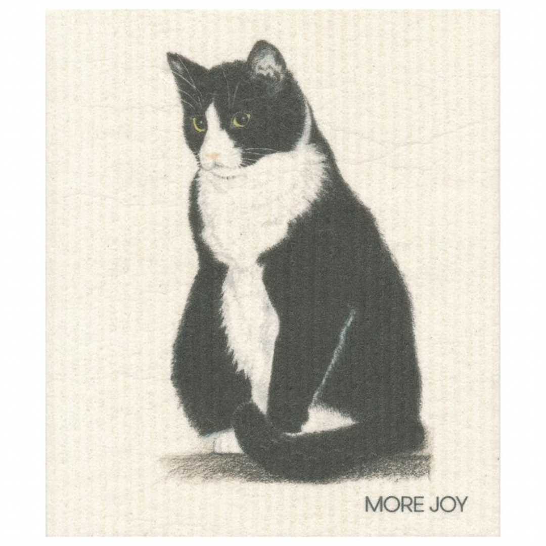 100% Biodegradable Dishcloth, Black and White Cat (6885503270977)