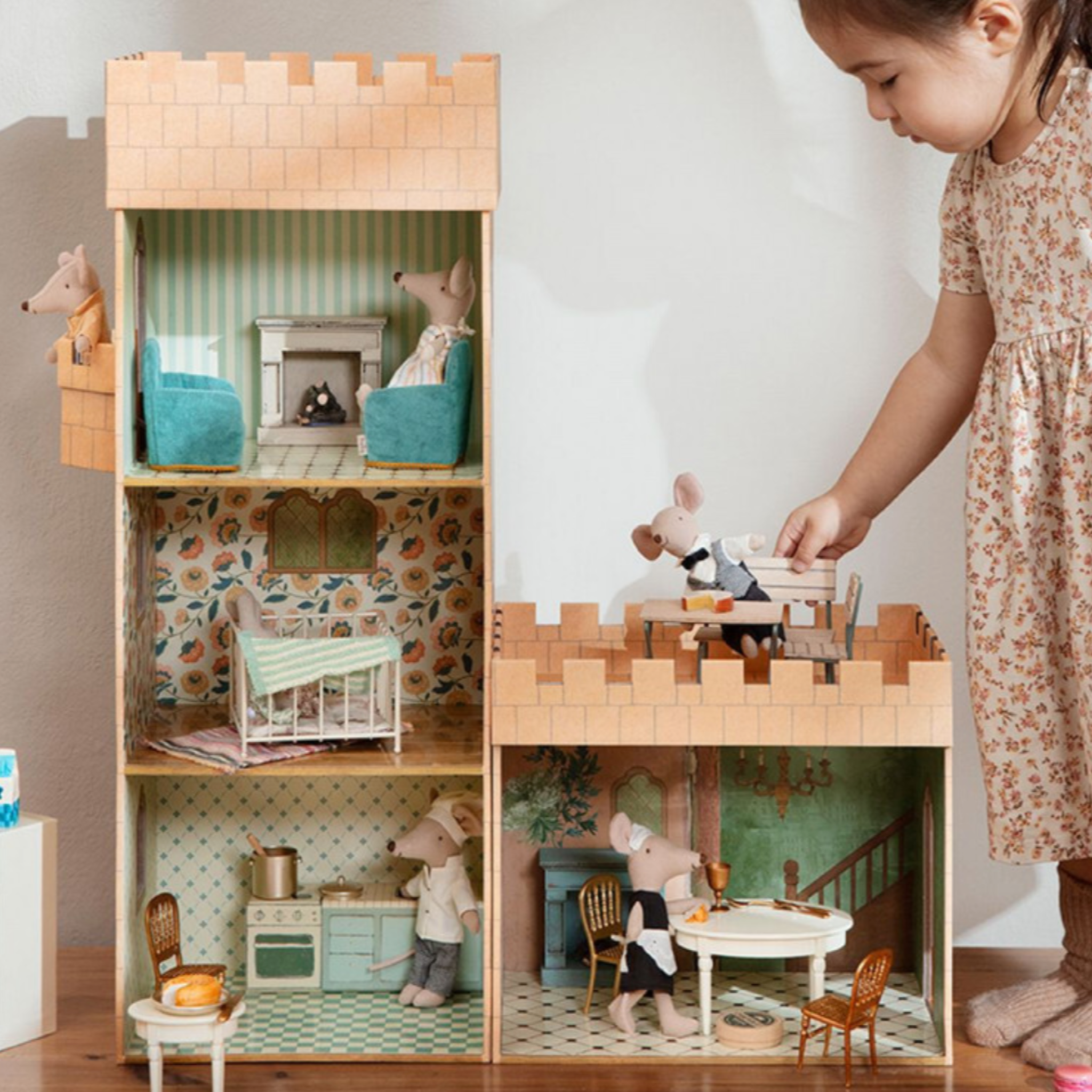 Maileg Miniature Fireplace, Vintage Blue (6797656719425)