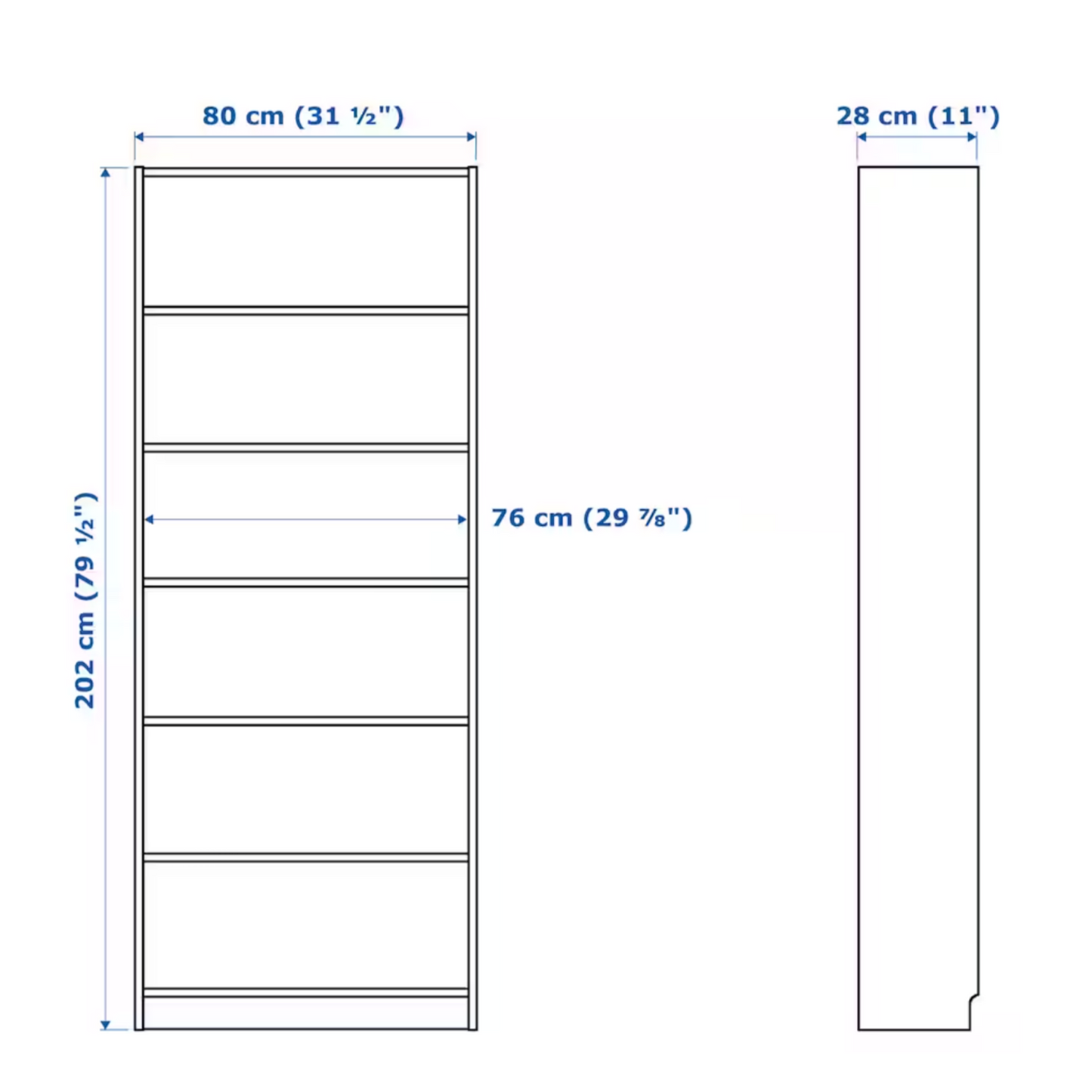 IKEA Billy Bookcase 80x28x202cm, White Stained Oak (4494436466753)
