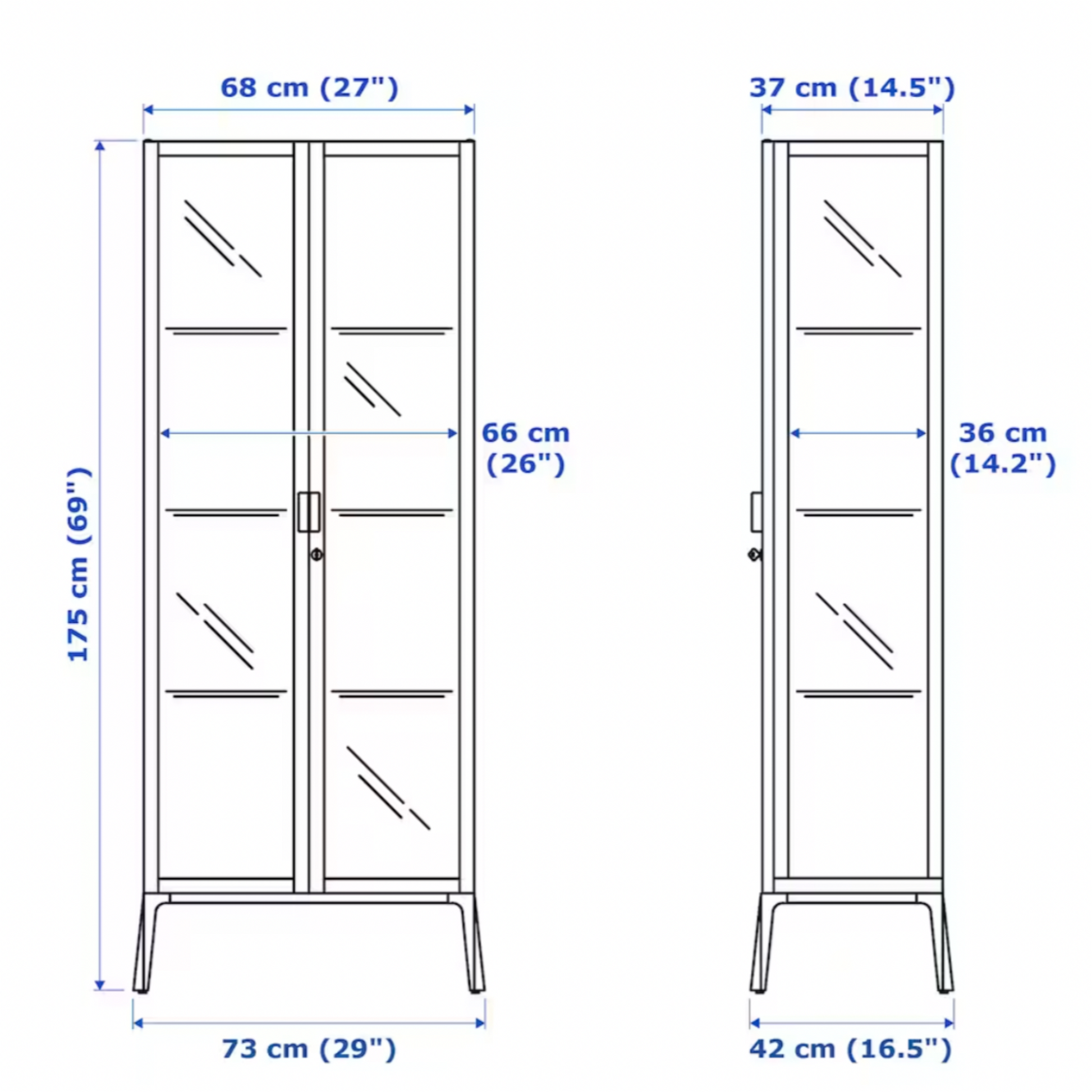 IKEA Milsbo Glass Door Cabinet, 73x175 cm White (6589421518913)