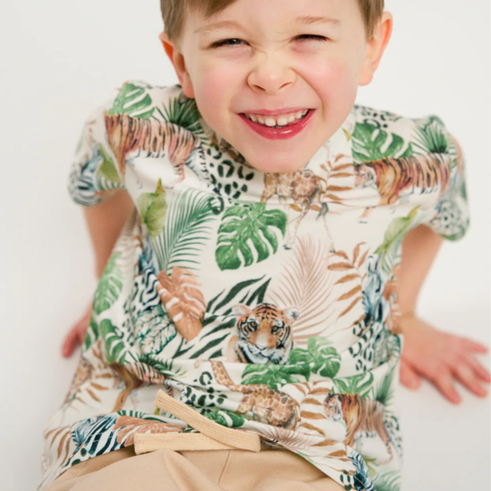 Boy in a blue Moomin t-shirt