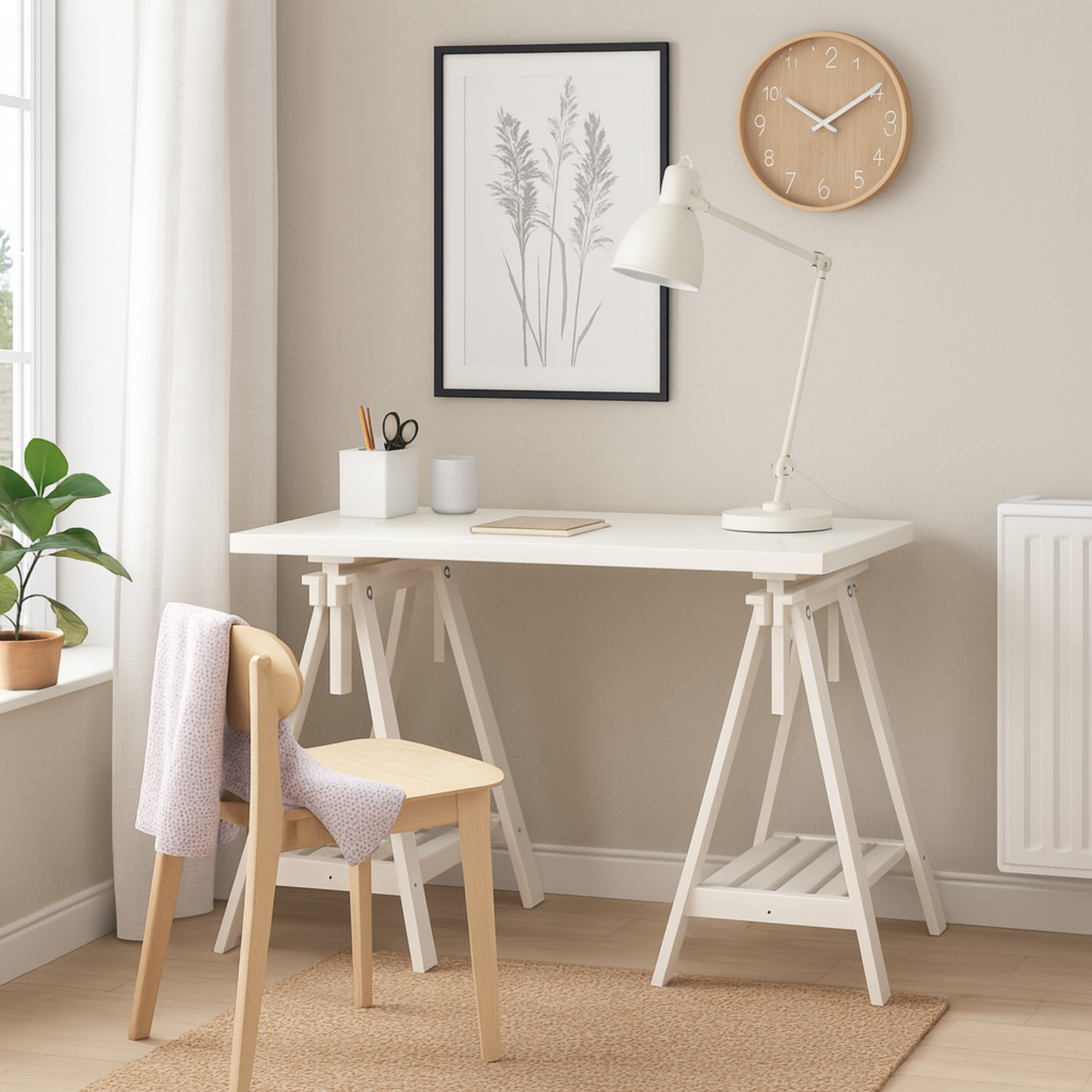Ikea Lagkapten / Mittback Desk Combo, 120x60x73-96cm, White (8130982314271)