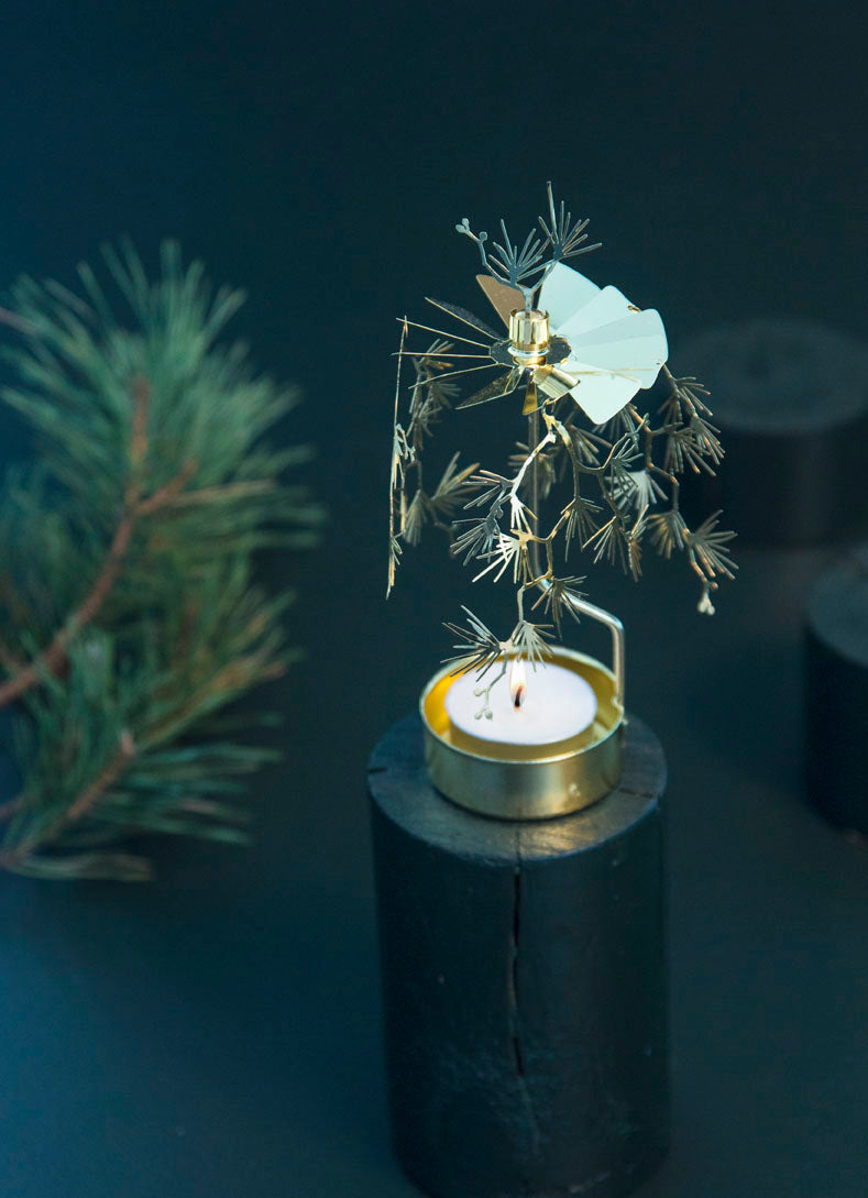Pine Tea Light Carousel, Gold (8605522755871)