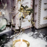 Deer Tea Light Carousel, Gold (8604997517599)