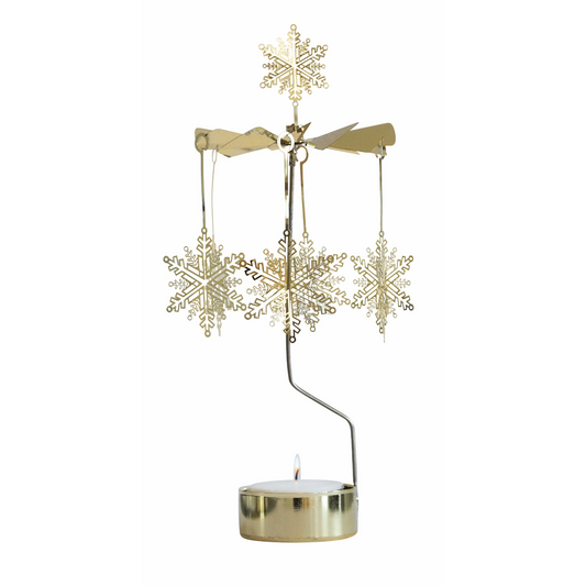 Snowstar Tea Light Carousel, Gold, 25cm (8605548740895)