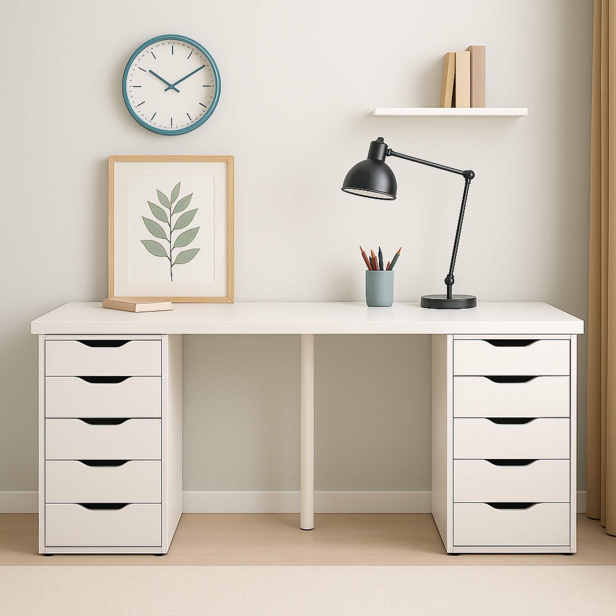 Ikea Lagkapten / Alex / Adils Desk Combo, 200x60x73cm, White (8130922479903)