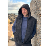 Merino Wool Vest with Hood, Charcoal