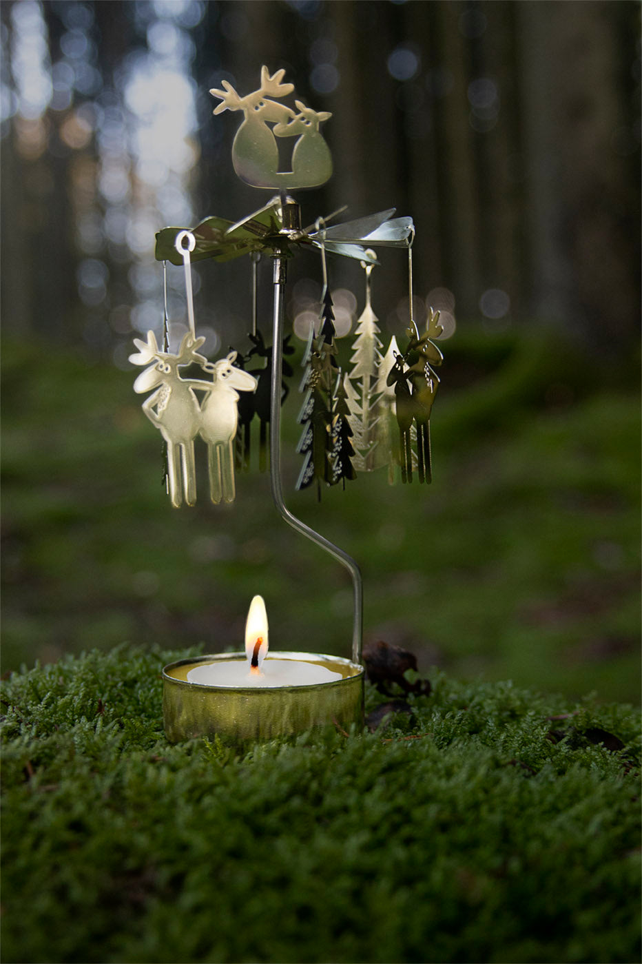 Moose Tea Light Carousel, Gold (8605444997407)
