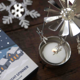 Snowfall Tea Light Carousel Chime, Silver