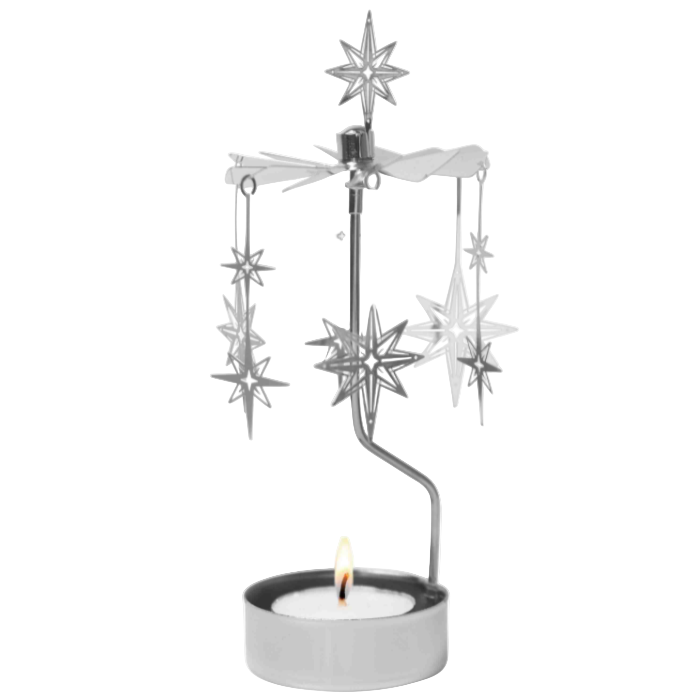 Northern Star Tea Light Carousel Chime, Silver (10245806555423)