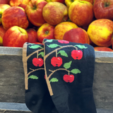 Apple Tree Merino Socks, Black
