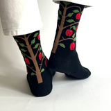 Apple Tree Merino Socks, Black