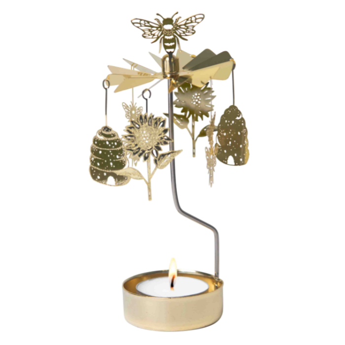 Bee Mine Tea Light Carousel Chime, Gold (10249915302175)