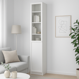 Ikea Billy Bookcase with Oxberg Half Glass Door, 40x30x202cm, White (8129595015455)