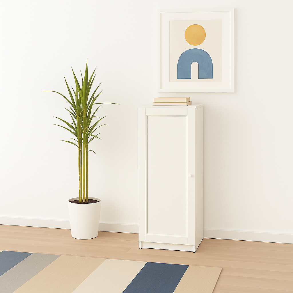 Ikea Billy Bookcase with Oxberg Solid Door, 40x30x106cm, White (8129567424799)